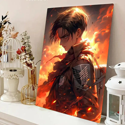 AZNM Attack on Titan Anime Canvas Wall Art, Levi Ackerman Print, Shingeki no Kyojin Home Decor Poster