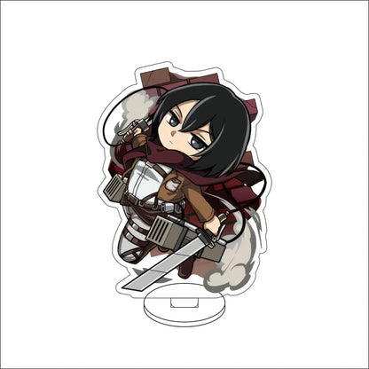 10CM Anime Attack on Titan Eren Jaeger Hange Zoë Mikasa Ackerman Armin Arlert Cos Acrylic Figure Stand Cute Gifts Ornaments