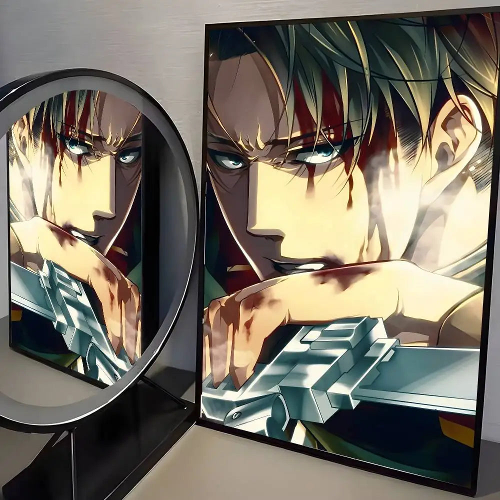 1PC Attack On Titan Levi Ackerman Poster Self-adhesive stickers are suitable for any wall surface waterproof moisture-proof