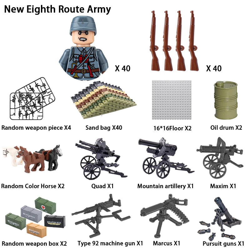 24pcs/batch WW2 Military Character WW2 Army Building Blocks Military Soldier Character Building Blocks Kids Holiday Gift Toys