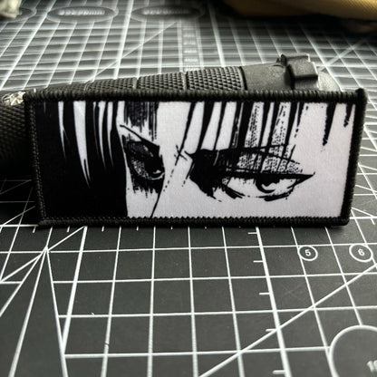 Levi Ackerman Eyes Morale Badge Attack on Titan Anime Patch Hook and Loop Printing Cartoon Tactical Military Backpack Sticker