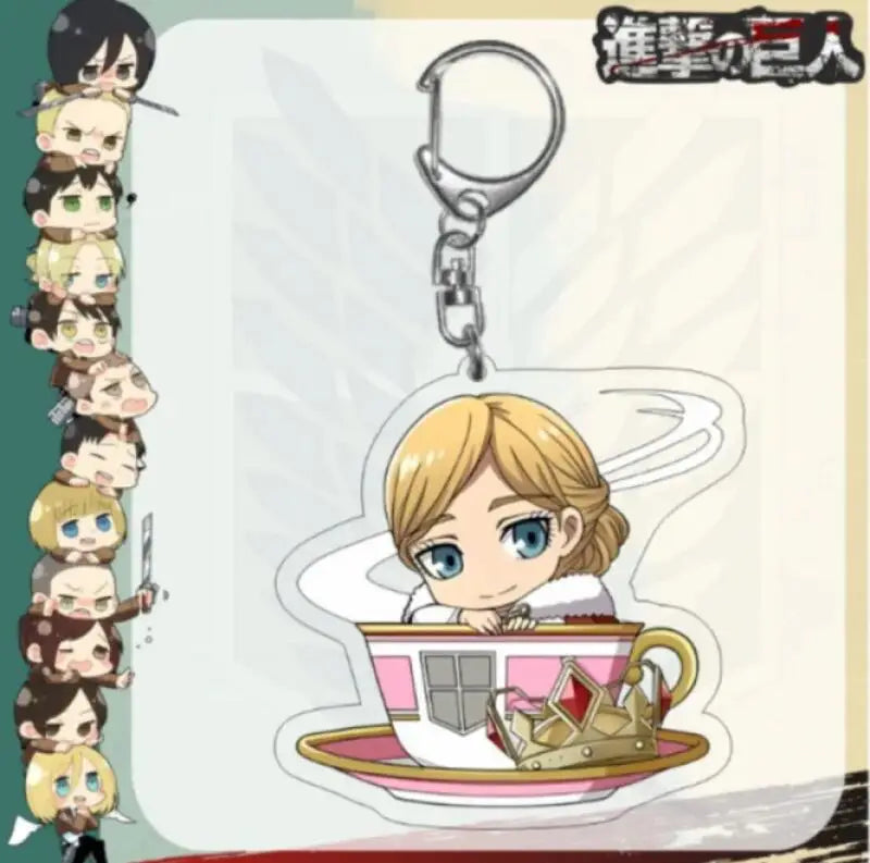 Acrylic Keychain for Attack On Titan Levi Annie Erwin Historia Hange Chibi Version Acrylic Key Buckle Anime Decoration Pendant
