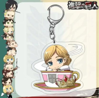 Acrylic Keychain for Attack On Titan Levi Annie Erwin Historia Hange Chibi Version Acrylic Key Buckle Anime Decoration Pendant
