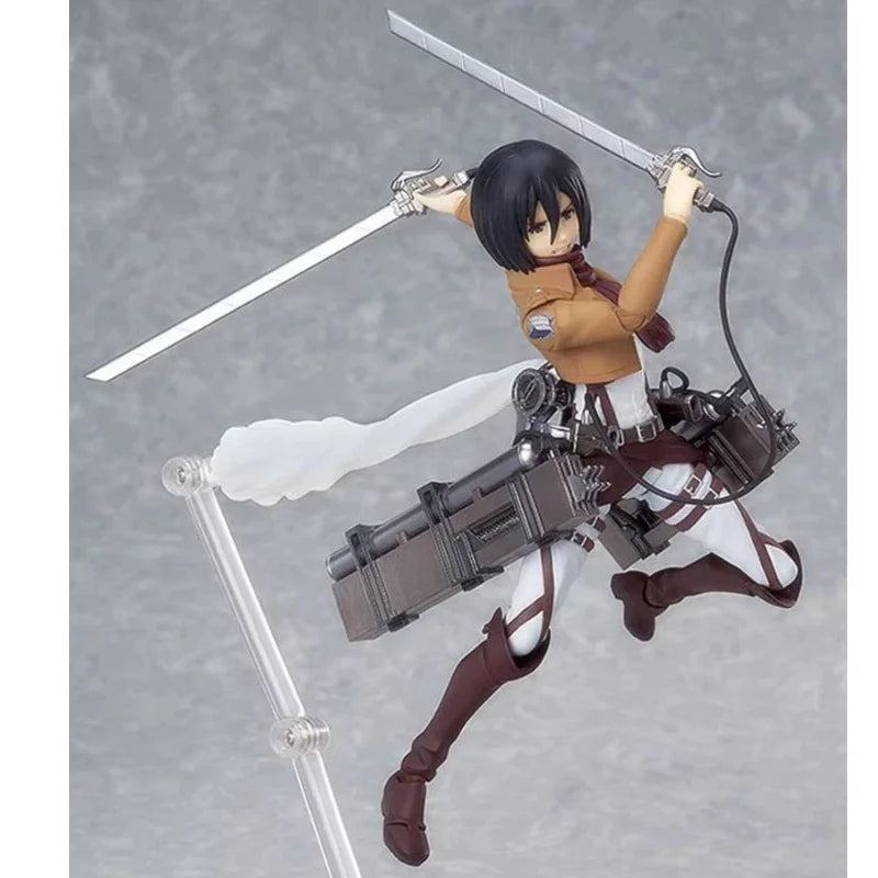 Attack On Titan Figma Eren#207 Levi#213 Erwin#446 Mikasa#203 Anime Action Figure Pvc Model Toy Collectible Desktop Ornament Gift
