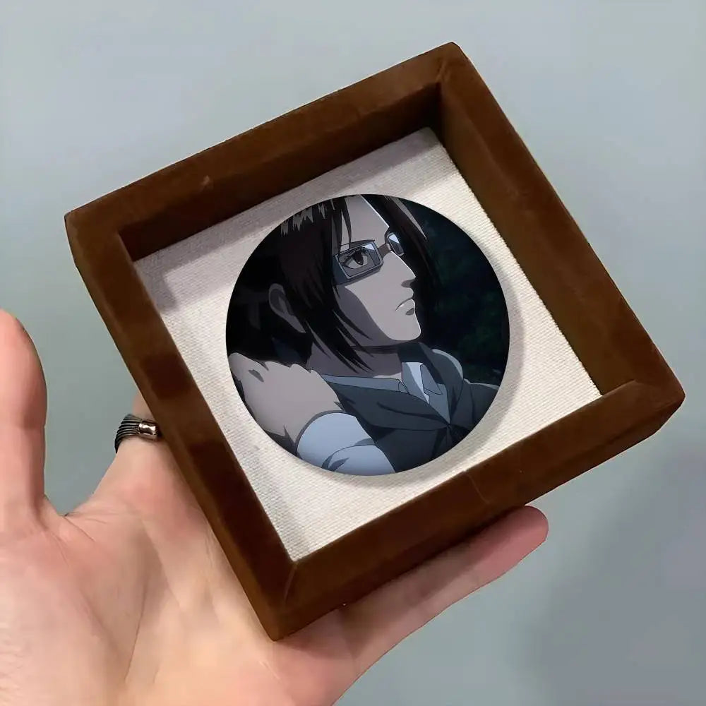 1pc Hange Zoe Attack On Titan Anime Cartoon Style Badge Brooches On Backpack Decoration Round Enamel Pins For Accessorys