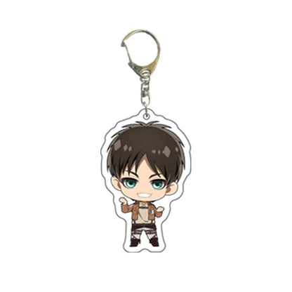 55MM Anime Attack on Titan Figure Eren Jaeger Mikasa Ackerman Armin Arlert Erwin Smith Levi Ackerman Acrylic Keychain Cute Gifts