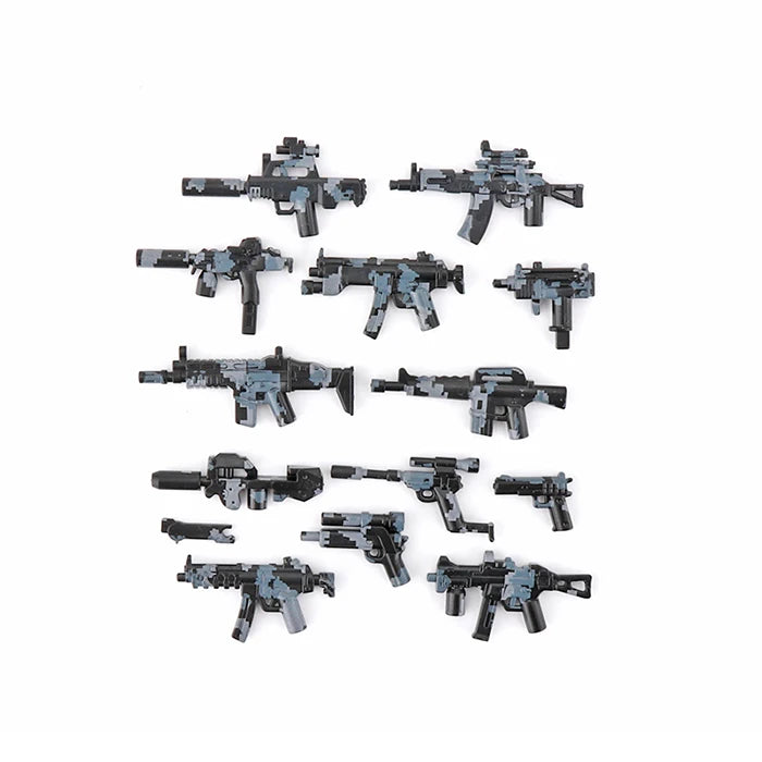 Military Special Forces SWAT Gangster Jeeps Off-Road Vehicle Assault Boat Model Soldier Weapons Building Block Toy For Children