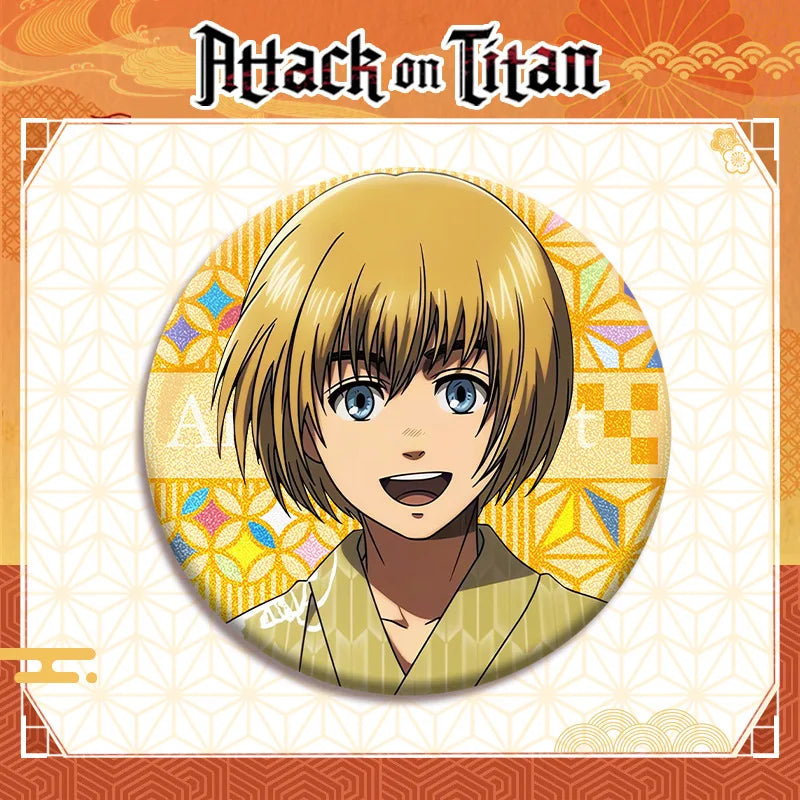 Attack on Titan Double Flash Badge 201 230 Anime Merchandise 75mm 58mm Plain Surface Laser Silver Glitter Pin Character Series