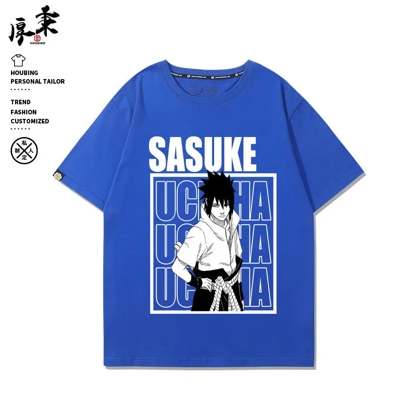 Summer Japanese Anime Children's T-shirt Naruto Sasuke Sakura Peripheral Pure Cotton Printed Parent-child Casual T-shirt