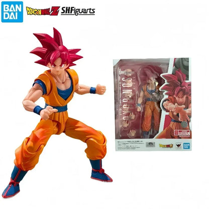 100% Original Bandai SHFiguarts Dragon Ball Super Saiyan Dios Son Goku 3.0 Action Figure Collect Decorative Model Hobby Gift
