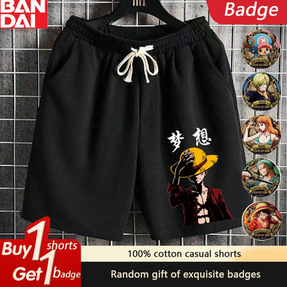 New Men's One Piece Luffy Roronoa Zoro Print Summer Men's Shorts Sport Five-Point Shorts Oversized Casual  Gym Quick-drying Pant