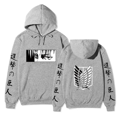 Attack on Titan Black Hoodie Men Women 2025 Winter Cotton Sweatshirt Levi Ackerman Portrait Eye Patch Design Japanese