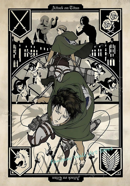 A-ttack-on-Titan Anime Levi Ackerman Eren Yeager Anime Characters Series Poster Canvas Painting Wall Pictures Home Room Decor