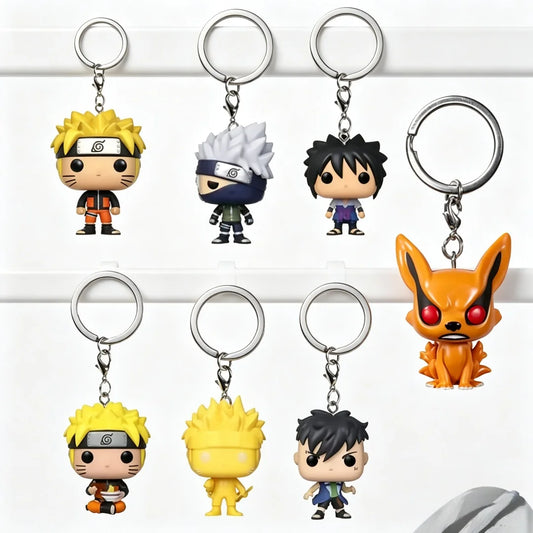 Keychain  Shippuden Uzumaki Kakashi Sasuke Kurama Kawaki Glow Vinyl Figure Key Ring Anime Bag Pendant Gift Toys
