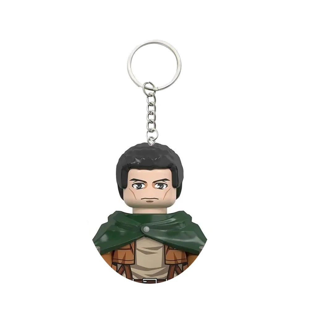 Anime Attack on Titan Building Blocks Keychain Mini Figure Keyring Collectible Toy Pendant for Bag Accessories Fans Gift