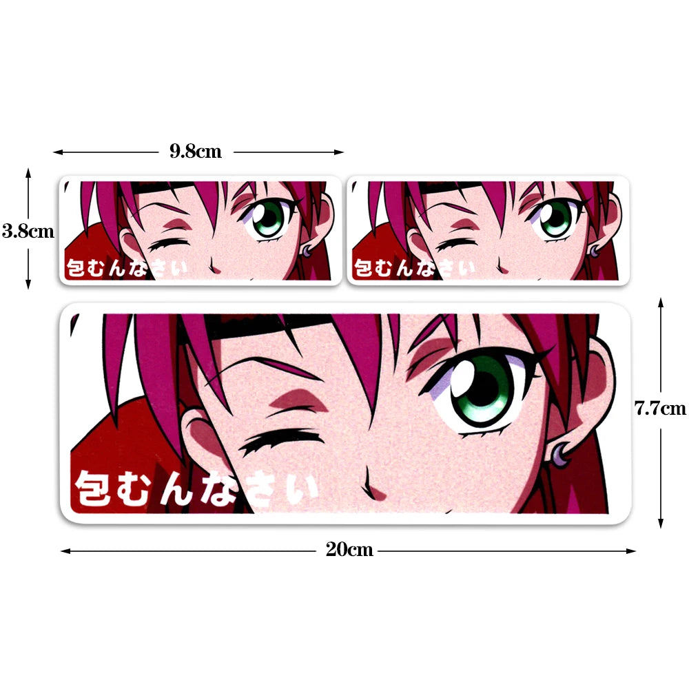 JDM Anime Girl Car Sticker Reflective Waterproof Vinyl Decals