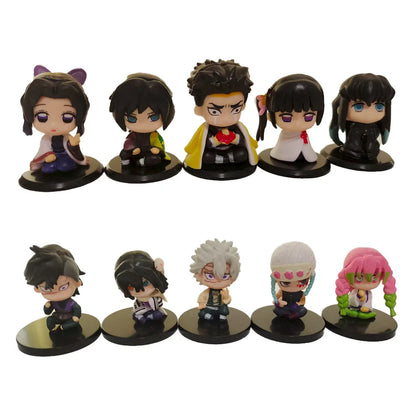 Demon Slayer Figure Toy Anime Kimetsu no Yaiba Q Version Sitting Tanjiro Nidouzi Inosuke Zenizu PVD Figurine Model Doll Gifts