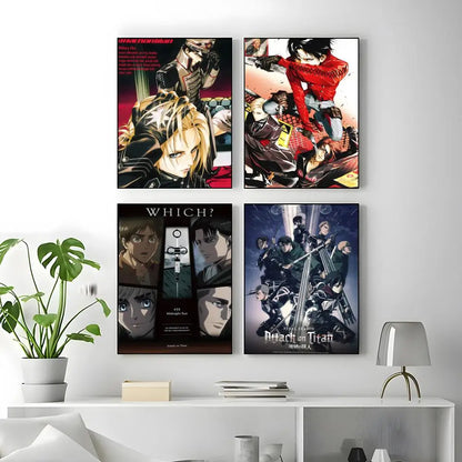 Anime Attack on Titan Poster Stickers Painting Self-Adhesive Wall Decals for Room Home HD Decor Gift