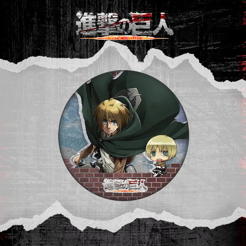 Attack on Titan 58 Badge Plain Glossy Film 58 Pin Anime Eren Yeager Ackerman Merchandise Souvenirs Collectibles Action Figures
