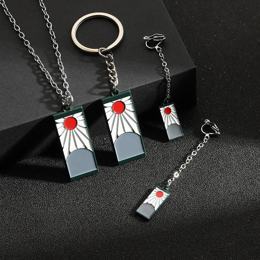 YMQAHWY Demon Slayer Necklace Keychain Earrings