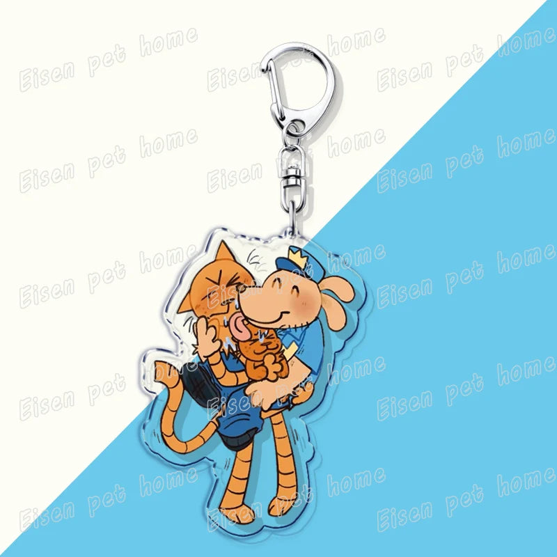 Dog Man Cat Keychain