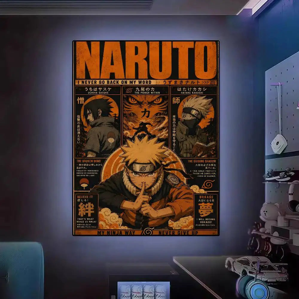 Hot N-Naruto Anime Poster Posters Decorative Paintings Study Bedroom Bar Background Wall Murals Gifts