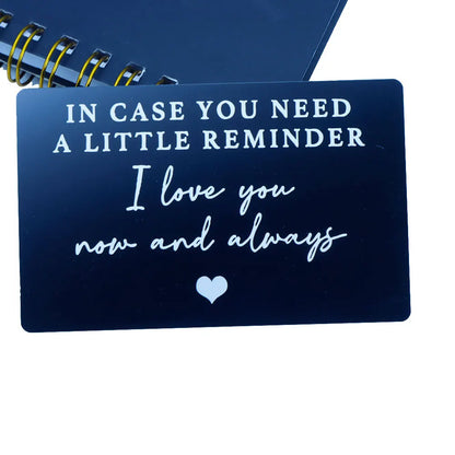 GEKTIMER Wallet Card Romantic "I Love You Now & Always" Heart Inspirational Gift For Boyfriend Husband Wedding Birthday Present