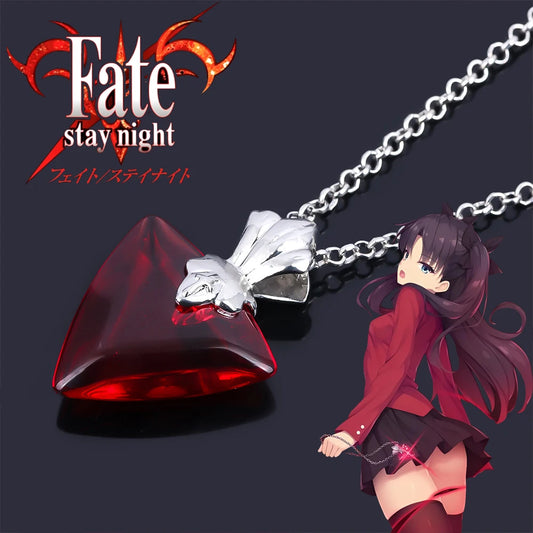 Anime Fate/stay night Tohsaka Rin Ruby Heart Necklace Pendant