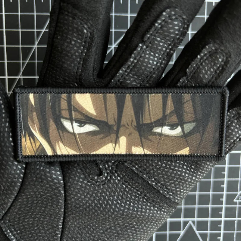Levi Ackerman Eyes Morale Badge Hook and Loop Attack on Titan Anime Patch Printing Commander Tactical Military Backpack Sticker
