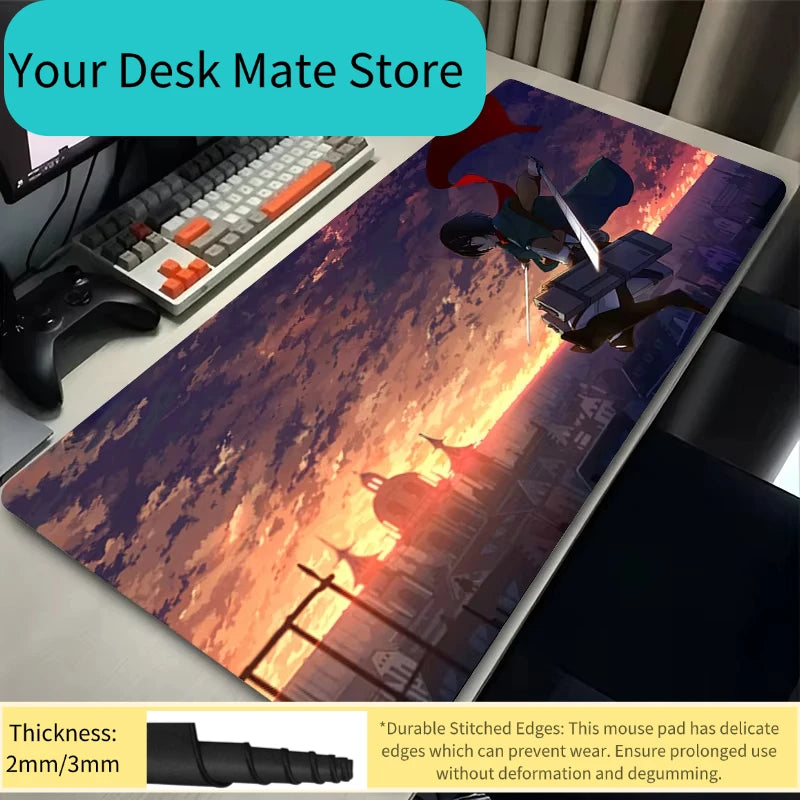 Anime Mouse Pad Large XXL Laptop Mikasa Kawaii Girl Keyboard Rug PC Gamer Cabinet Mousepad Attack on Titan Gaming Desk Mat