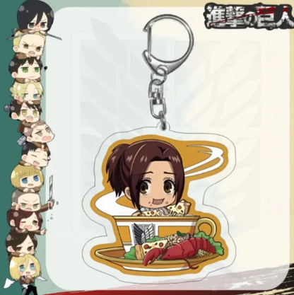 Acrylic Keychain for Attack On Titan Levi Annie Erwin Historia Hange Chibi Version Acrylic Key Buckle Anime Decoration Pendant
