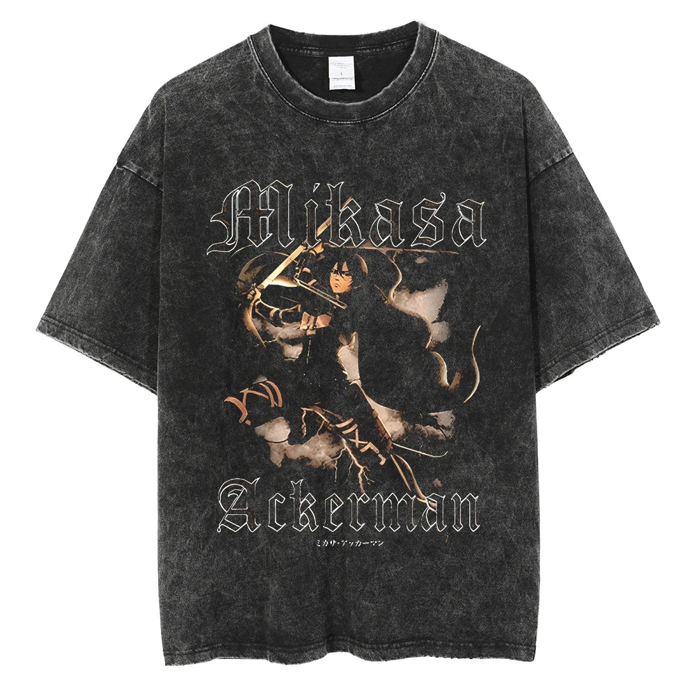 Harajuku Anime Attack on Titan Levi Ackerman Print Tee Men Women Comfortable T-shirts Casual Loose T Shirt Male Cotton Tshirt
