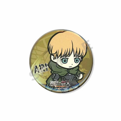 Attack on Titan Lapel Pins Creative Round Brooch Eren Yeager Levi Mikasa Cartoon Badge Pin Hat Clothes Accessories Jewelry Gift