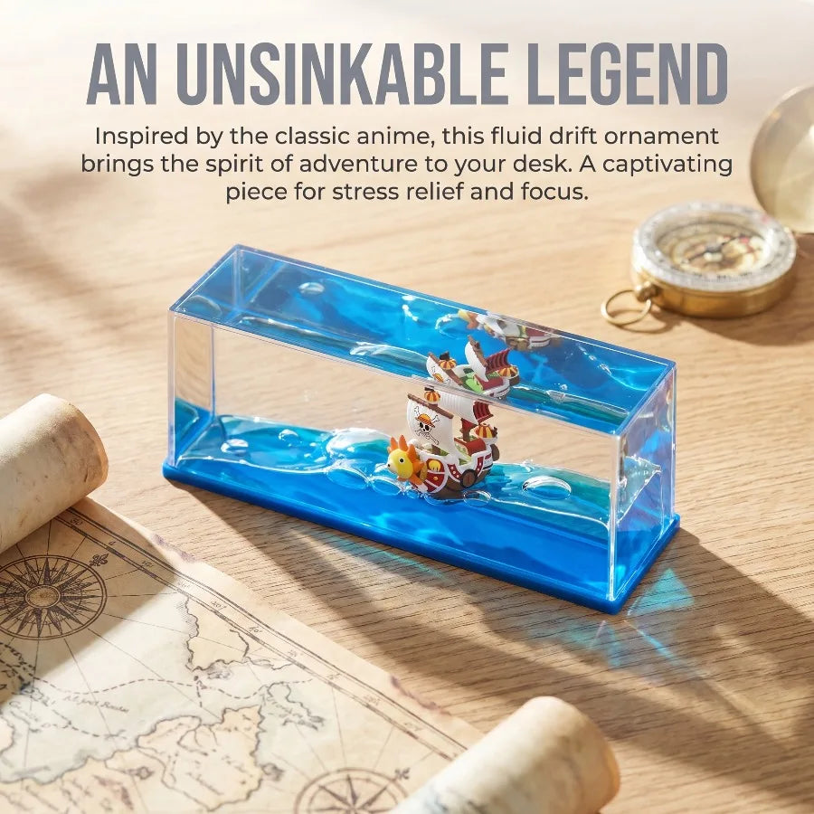 One Piece Thousand Sunny Ship Fluid Drift Bottle Fluid Liquid Going Merry Luffy Barcos Floating Boat Desk Decor Decoration Gift