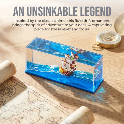 One Piece Thousand Sunny Ship Fluid Drift Bottle Fluid Liquid Going Merry Luffy Barcos Floating Boat Desk Decor Decoration Gift