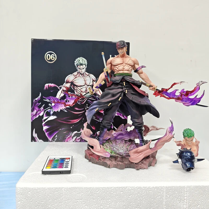 One Piece Explosive Energy Roronoa Zoro Double Head Anime Figure Pvc Collectible Model Statue Decoration Toys Doll Birthday Gift