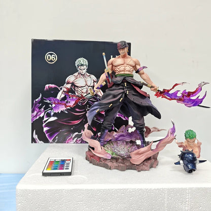 One Piece Explosive Energy Roronoa Zoro Double Head Anime Figure Pvc Collectible Model Statue Decoration Toys Doll Birthday Gift