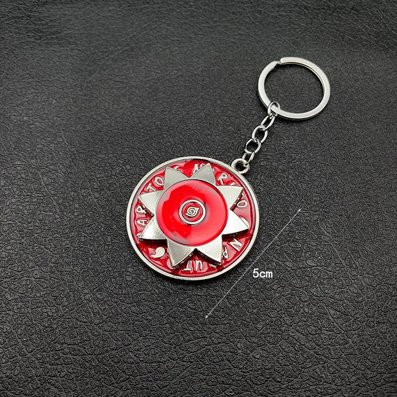 Naruto anime cute keychain peripheral three magma marleidoscope Sharingan logo rotatable keychain pendant keyring cartoon
