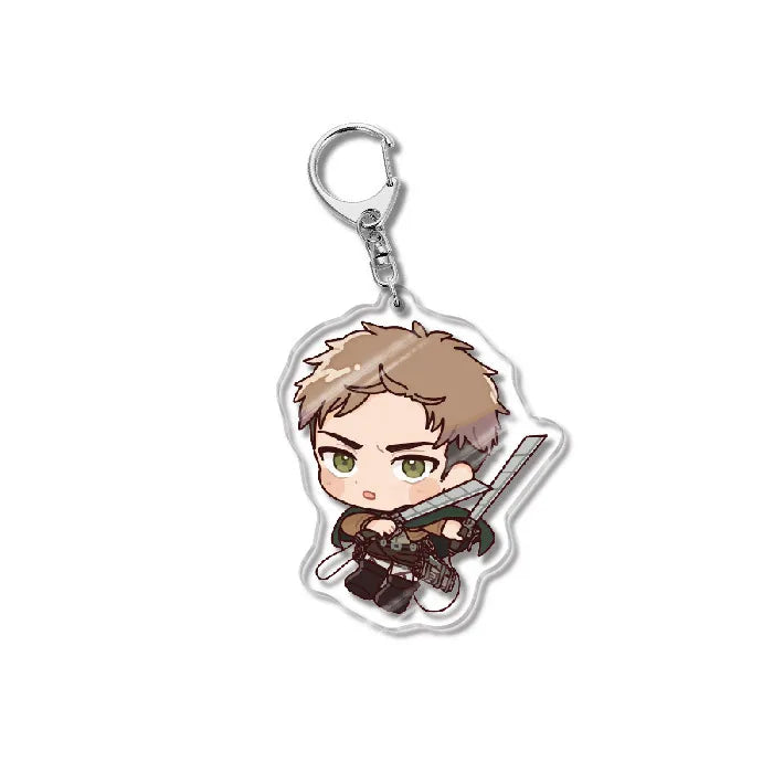 Attack On Titan Acrylic Figure Display Cartoon Keychain Eren Mikasa Levi Anime Desk Ornament Key Ring Accessories Q Version