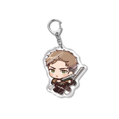 Attack On Titan Acrylic Figure Display Cartoon Keychain Eren Mikasa Levi Anime Desk Ornament Key Ring Accessories Q Version