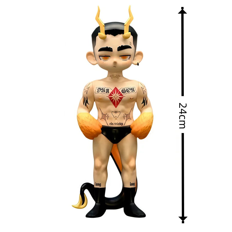 Toos Deer Head Boy Figure Muscle Guy Handsome Boy with Tattoo Warrior Doll Running Park Collection Ornament Accompany Gift