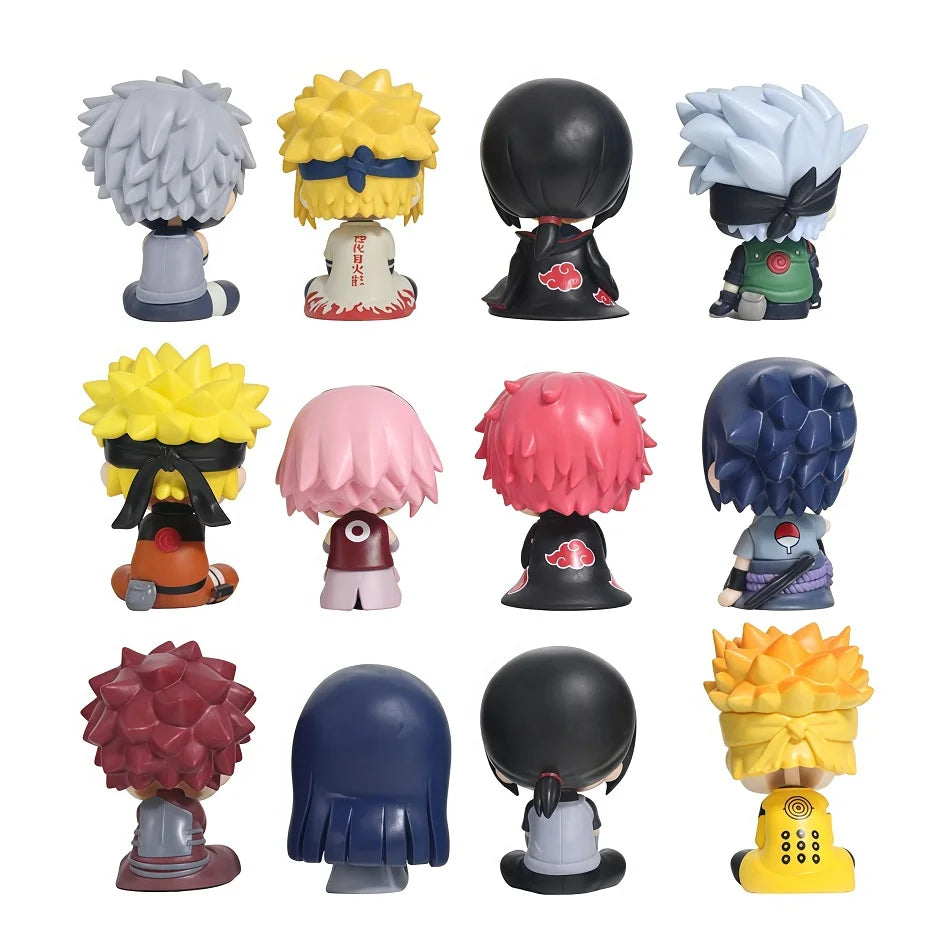 12Pcs Naruto Shippuden Anime Q Version Sitting Figure Uchiha Itachi / Uchiha Sasuke / Kakashi PVC Figurine Collectible Toys Doll