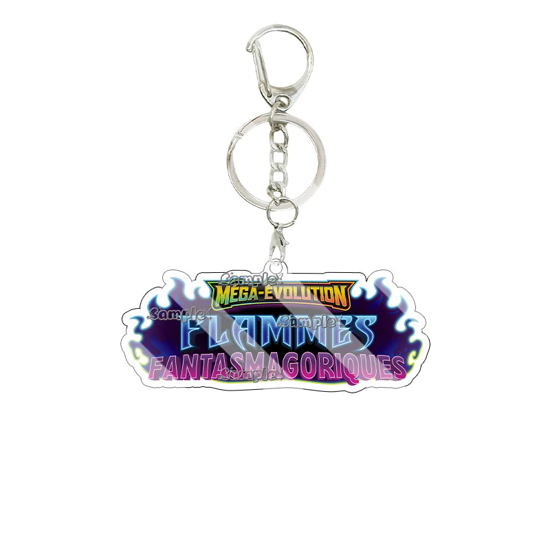 Anime French Version Mega Evolution TCG Logo Pocket Monsters 5cm Acrylic Keychain Creative Small Card Bag Pendant Decoration Toy
