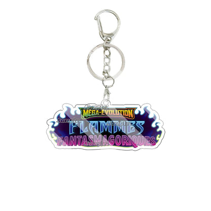 Anime French Version Mega Evolution TCG Logo Pocket Monsters 5cm Acrylic Keychain Creative Small Card Bag Pendant Decoration Toy