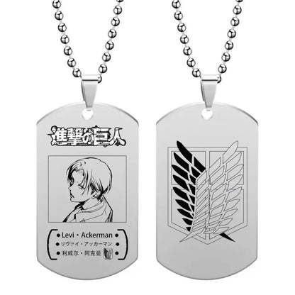 New Attack on Titan Levi Ackerman Hans Zoe Titanium Steel Necklace Retro Punk Accessories Anime Fashion Trend Pendant Gift