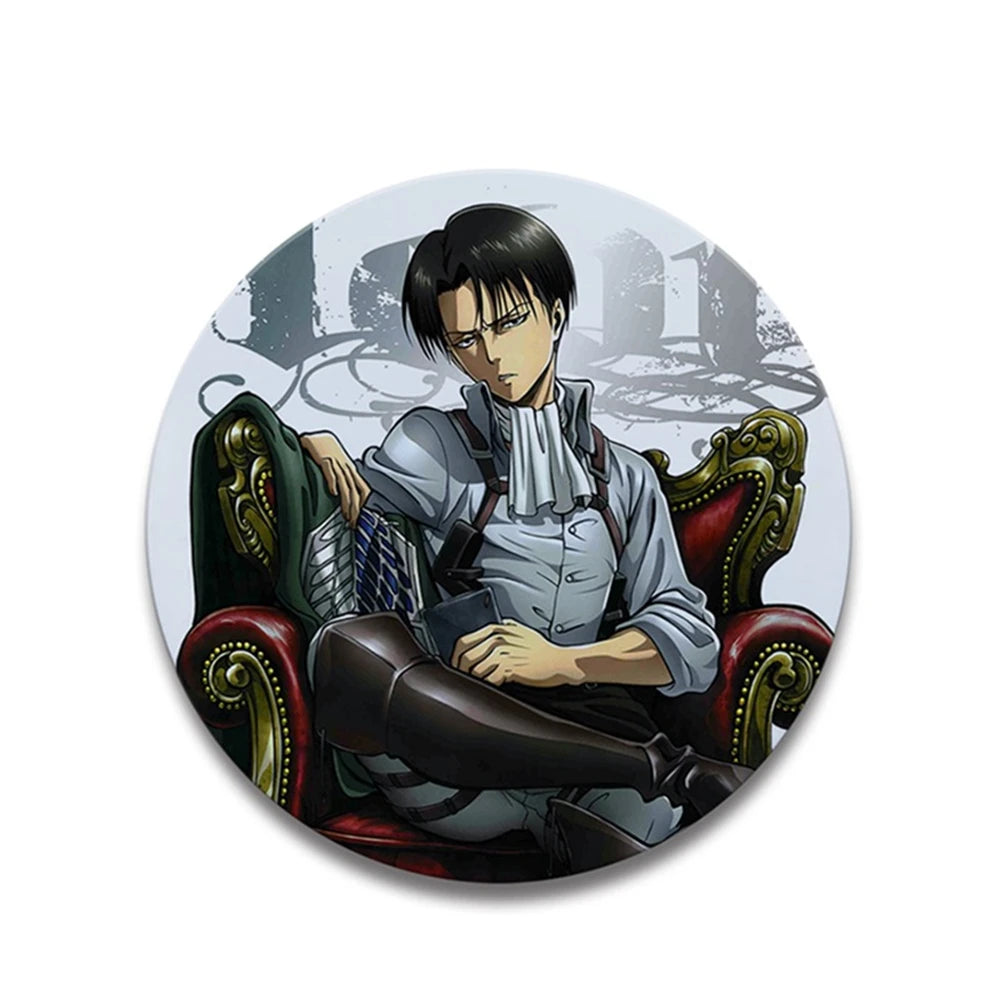 58mm Anime Attack on Titan Eren Jaeger Mikasa Ackerman Erwin Smith Cosplay COSTUME Badge Pin SPTE Tinplate Brooch Prop Xmas Gilf