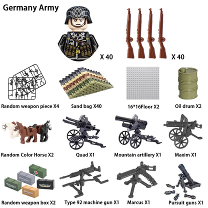 24pcs/batch WW2 Military Character WW2 Army Building Blocks Military Soldier Character Building Blocks Kids Holiday Gift Toys