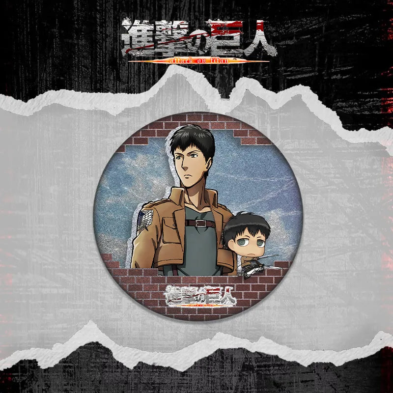 Attack on Titan Double Flash Badge 201 230 Anime Merchandise 75mm 58mm Plain Surface Laser Silver Glitter Pin Character Series