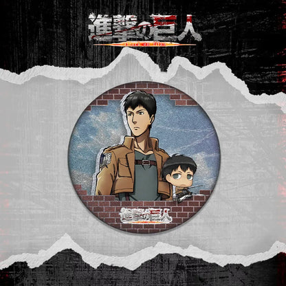 Attack on Titan Double Flash Badge 201 230 Anime Merchandise 75mm 58mm Plain Surface Laser Silver Glitter Pin Character Series