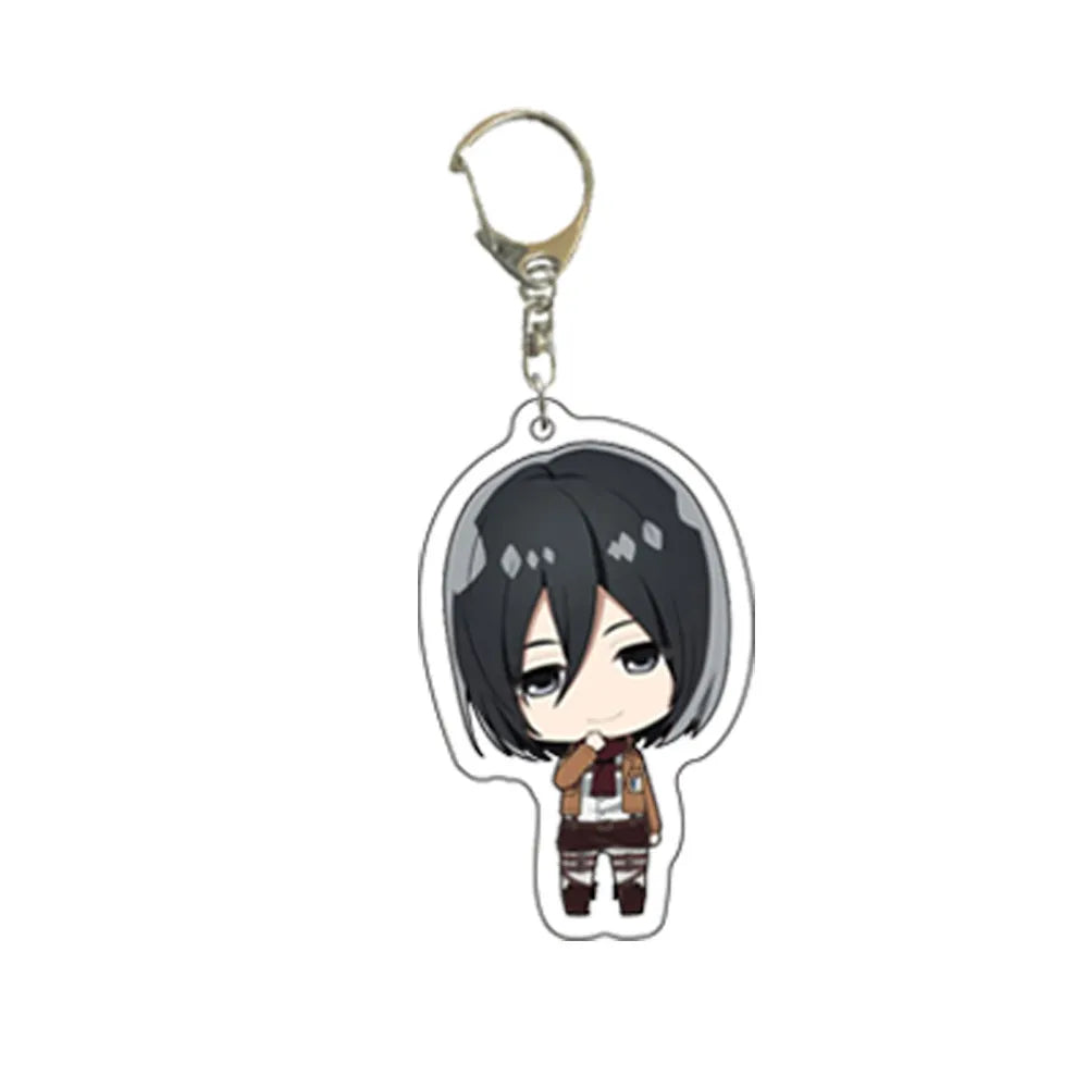 55MM Anime Attack on Titan Figure Eren Jaeger Mikasa Ackerman Armin Arlert Erwin Smith Levi Ackerman Acrylic Keychain Cute Gifts